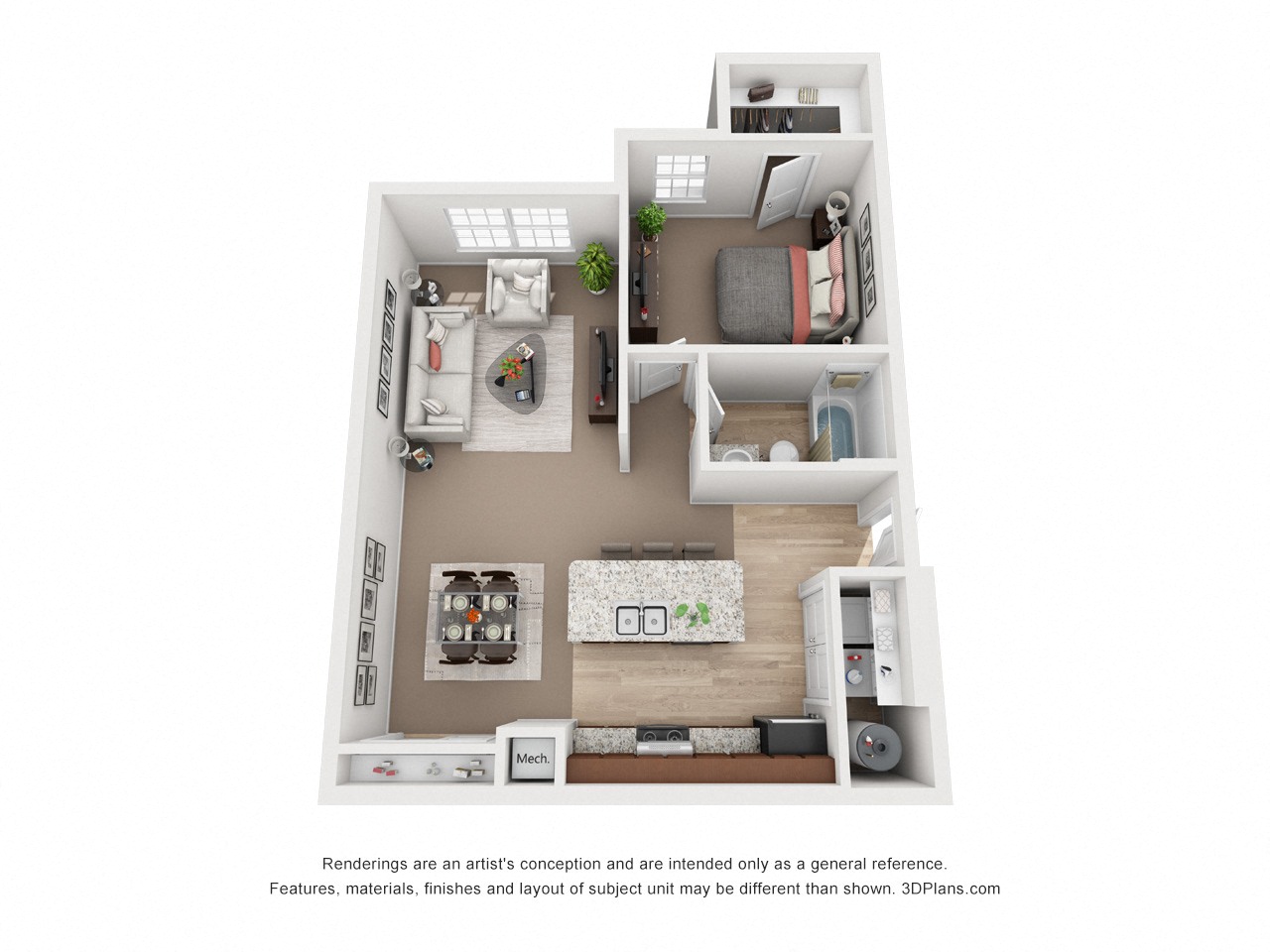 One Bedroom One Bath Floor Plan